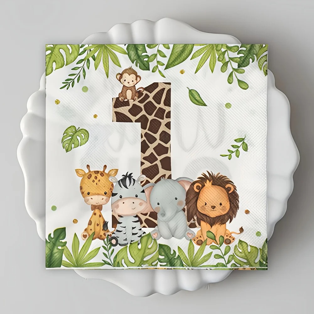 Folding Picnic Table - 20Pcs/Bag Serbet Kertas Motif Hewan Hutan