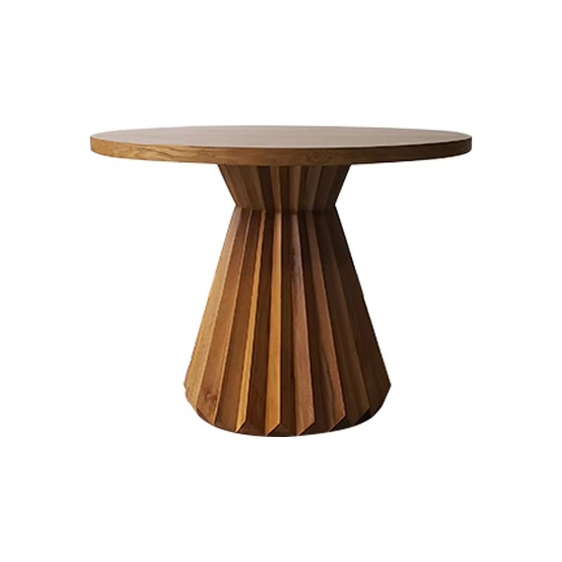 Outdoor Furniture Cafe - Meja Makan Bundar Modern Kayu Oak