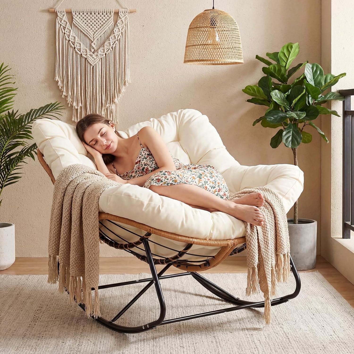 Outdoor Furniture Egg Chair - Kursi Goyang Papasan Luar Ruangan Ukuran