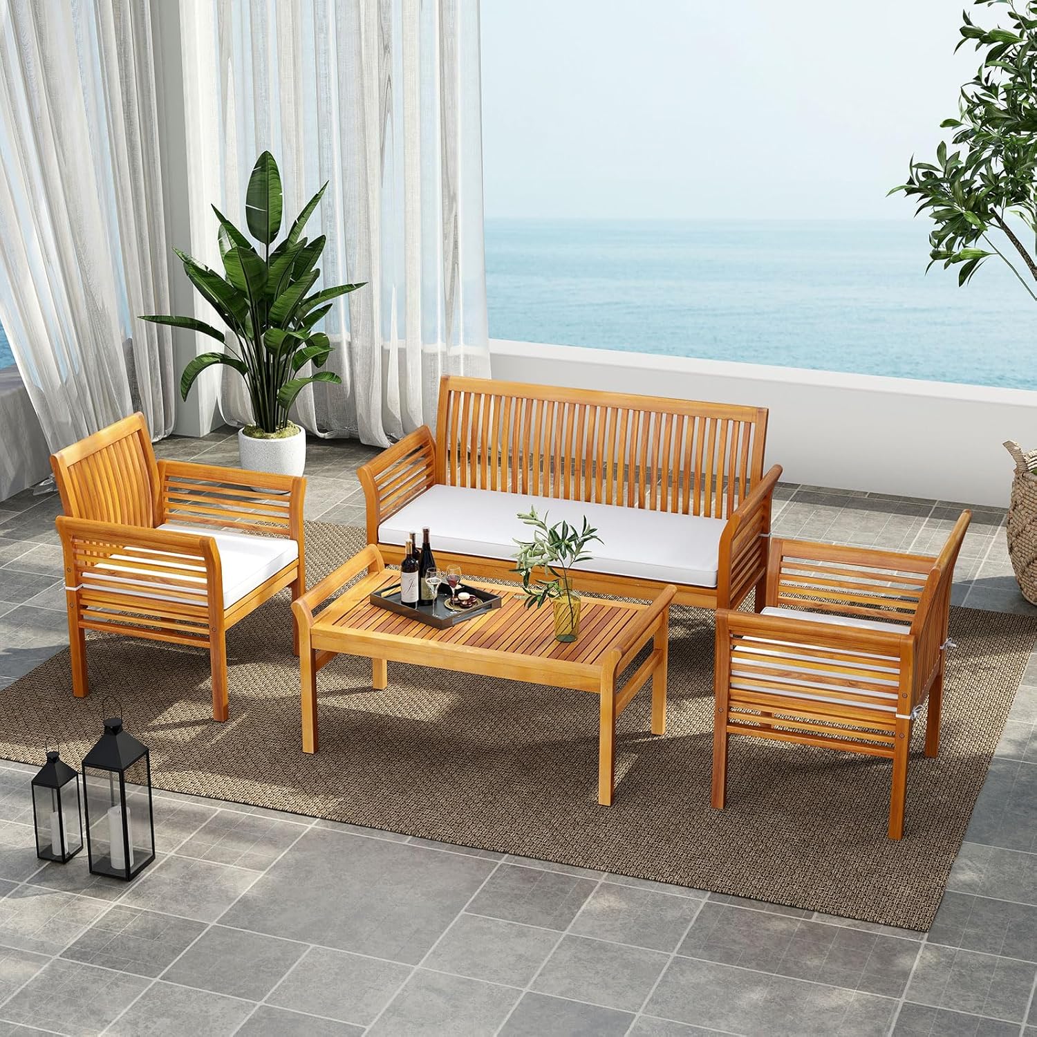 Set Sofa Luar Ruangan Kayu Aka - Outdoor Furniture Cushions ulasan dan harga