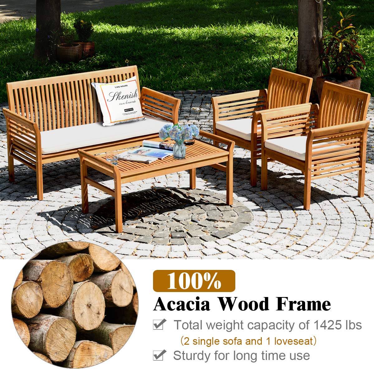 Set Sofa Luar Ruangan Kayu Aka - Outdoor Furniture Cushions ulasan dan harga