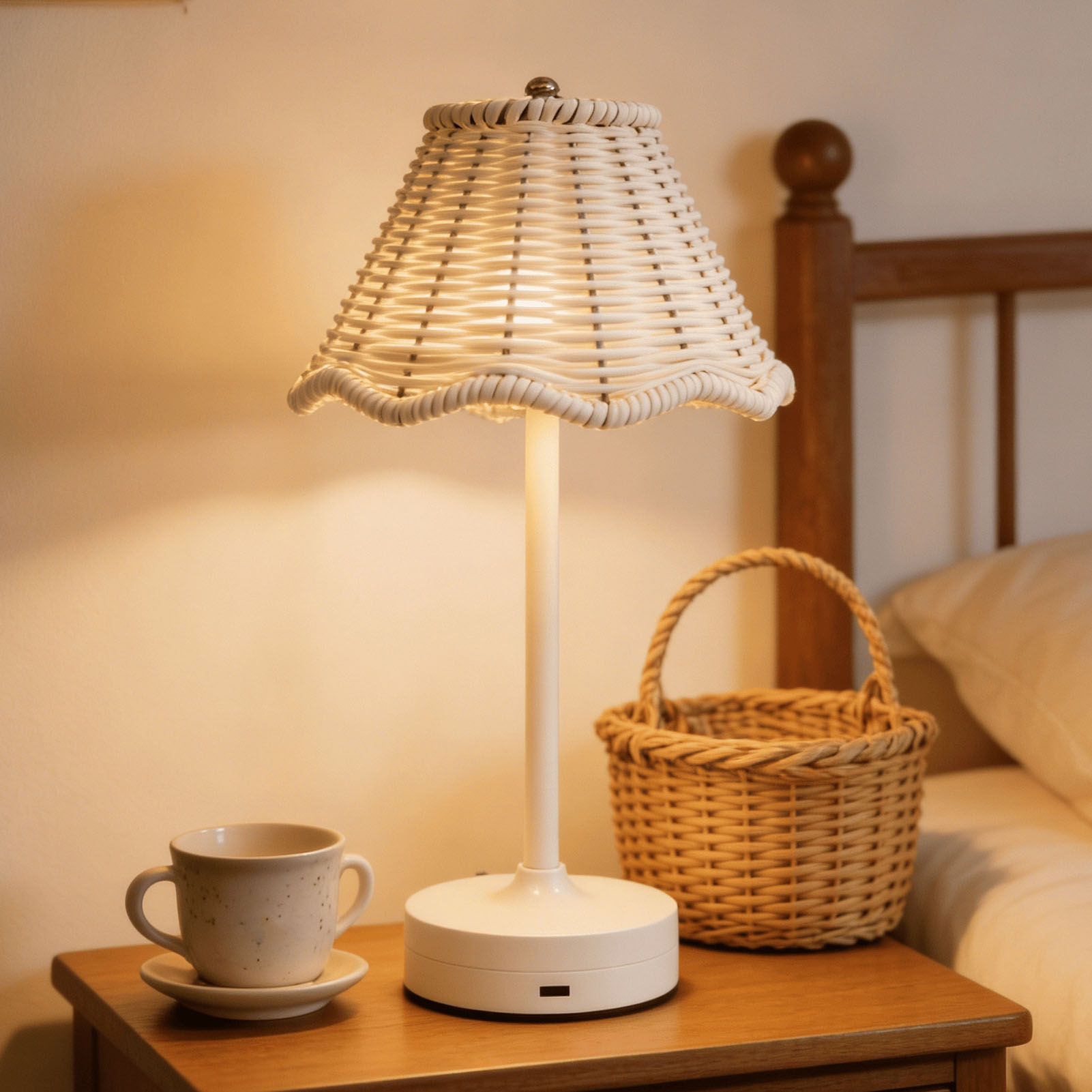 Lampu Meja Rotan Antik LED 3 W - Outdoor Furniture Cafe ulasan dan harga