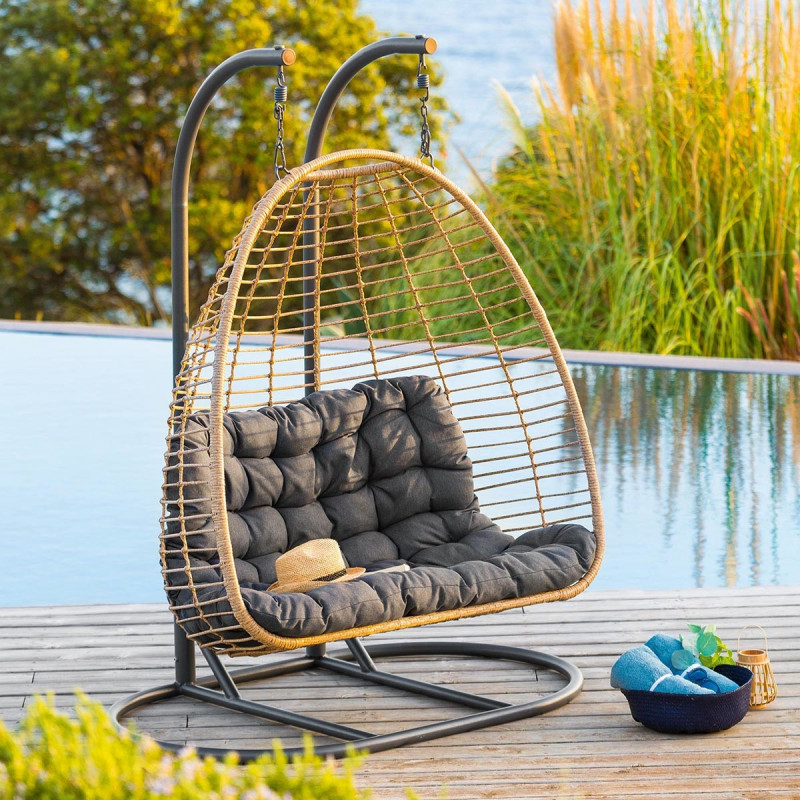Kursi Gantung Mewah 2-Dudukan  - Outdoor Furniture Egg Chair ulasan dan harga