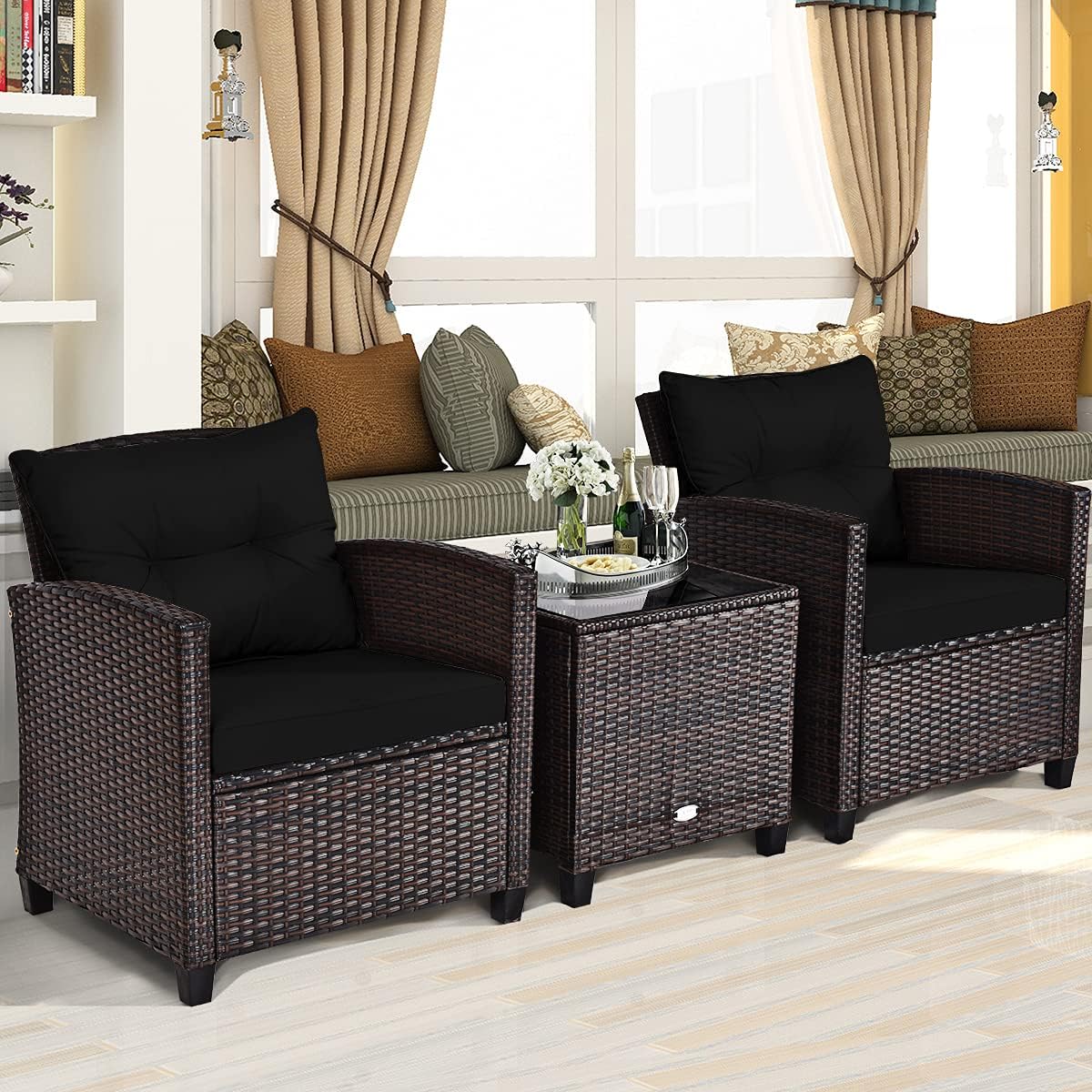 Set Furnitur Teras 3 Buah, Set - Outdoor Furniture Cushions ulasan dan harga