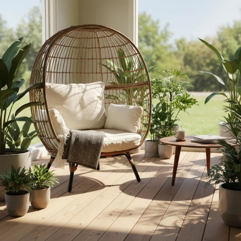 Kursi telur rotan anyaman berk - Outdoor Furniture Egg Chair ulasan dan harga